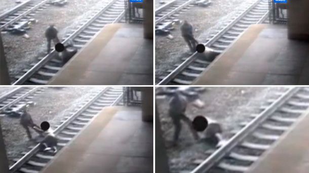 Dramático: vio que un hombre se iba a suicidar en las vías del tren, se tiró y lo salvó