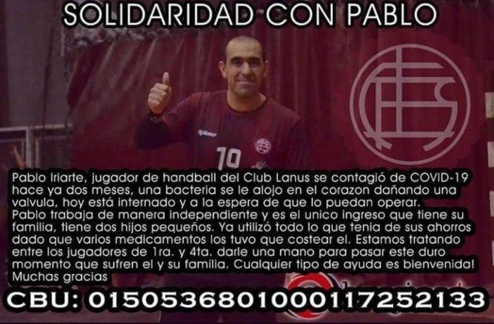 Un jugador de handball de Lanús contrajo Covid: organizan una colecta solidaria