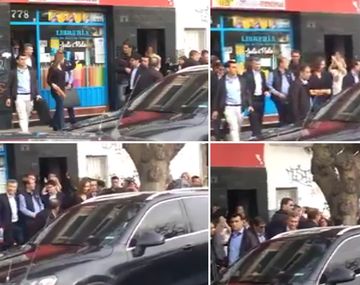 Mauricio Macri en el momento del escrache en Tigre