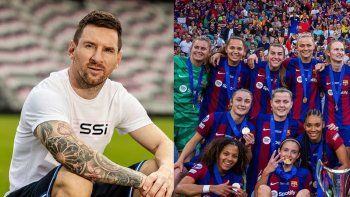 Lionel Messi saludó a las futbolistas del Barcelona Lionel Messi saludó a las futbolistas del Barcelona