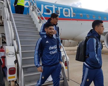 La Selección argentina llegó a Montevideo
