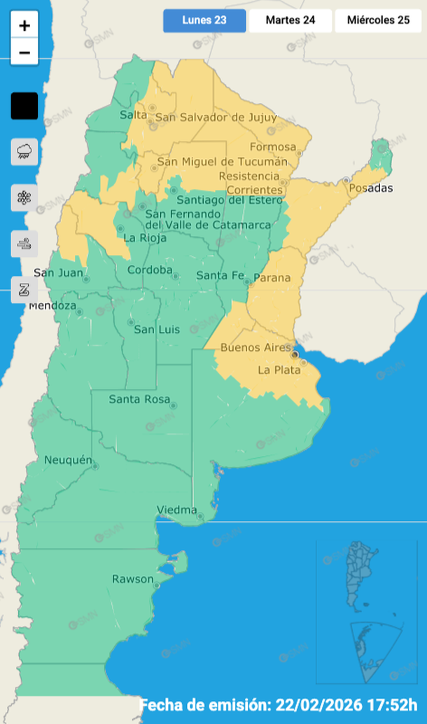 Alerta por tormentas fuertes con granizo en Buenos Aires y varias zonas del país. Fuente: Servicio Meteorológico Nacional. Alerta por tormentas fuertes con granizo en Buenos Aires y varias zonas del país. Fuente: Servicio Meteorológico Nacional.