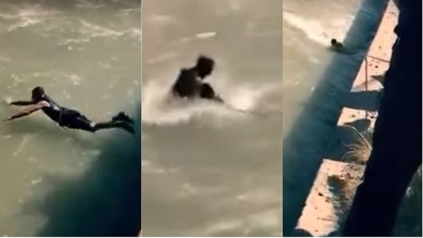 Complicado rescate de un hombre en el canal Guaymallén