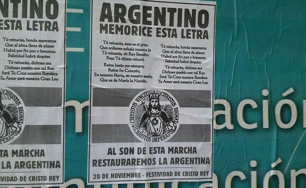 Martillo de Herejes es uno de los grupos clandestinos que se atribuyó esta pegatina de afiches