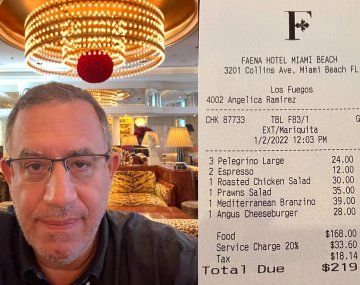 Mostró el ticket de lo que gastó en un restaurante de Miami y se hizo viral por lo que dejó de propina