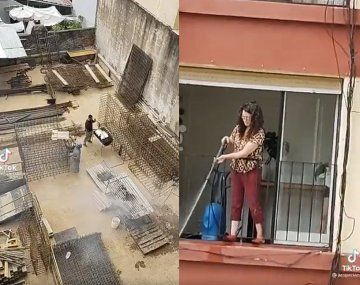 Hacían un asado de obra pero una vecina se los apagó con una hidrolavadora desde el balcón