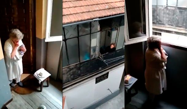 Coronavirus: cumplió 80 años en cuarentena y se emocionó