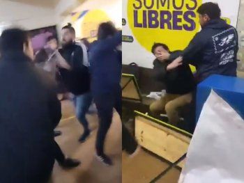 Batalla campal en la Facultad de Derecho de la UBA entre militantes del peronismo y libertarios por una mesa