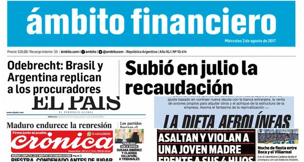 Tapas de diarios del miércoles 2 de agosto de 2017