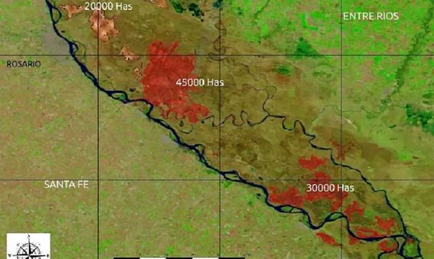 Los incendios en el Delta entrerriano equivalen a cinco veces la superficie de CABA