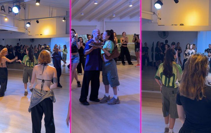 Sorpresa total: Emilia Mernes apareció en una clase de Mati Napp y se sumó a bailar BOTA
