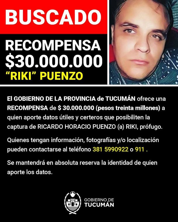 La millonaria recompensa para dar con Riki Puenzo La millonaria recompensa para dar con Riki Puenzo
