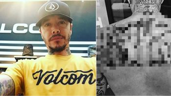 Sebastián Ortega se tatuó su apellido en la espalda Sebastián Ortega se tatuó su apellido en la espalda
