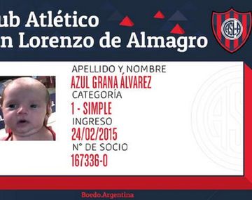 Una locura: un socio de San Lorenzo bautizó como Azul Grana a su hija