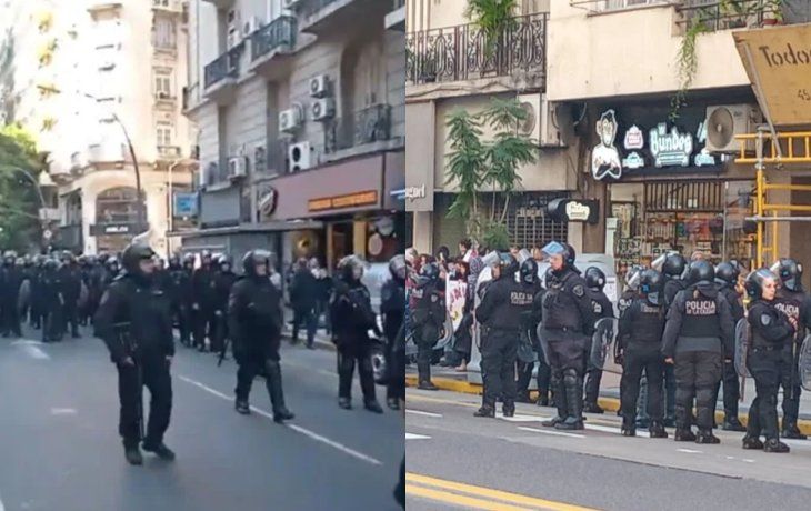 Reprimieron actores que realizaban un pacífico abrazo simbólico al Instituto Nacional del Teatro
