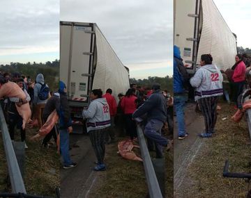Saquearon un camión con carne de cerdo en plena ruta en Santa Fe