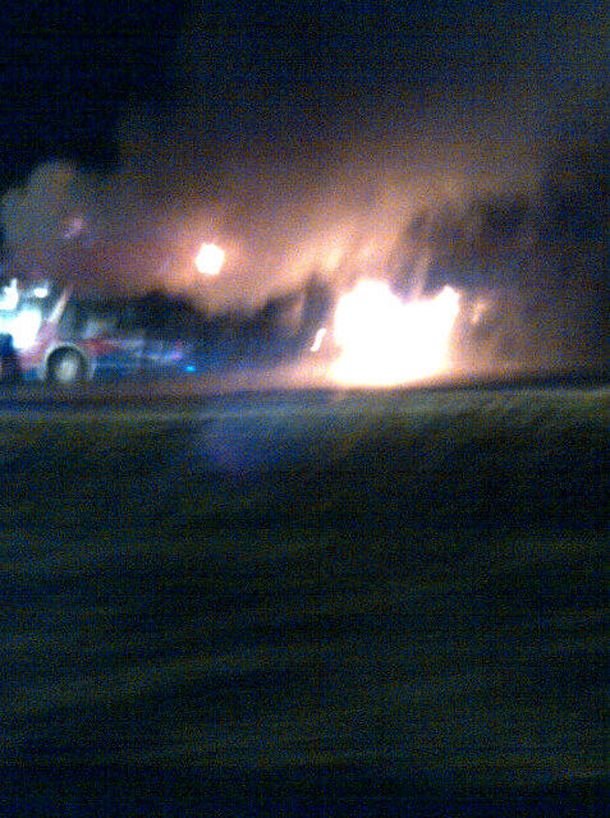 Se incendió un micro en la Ruta 2