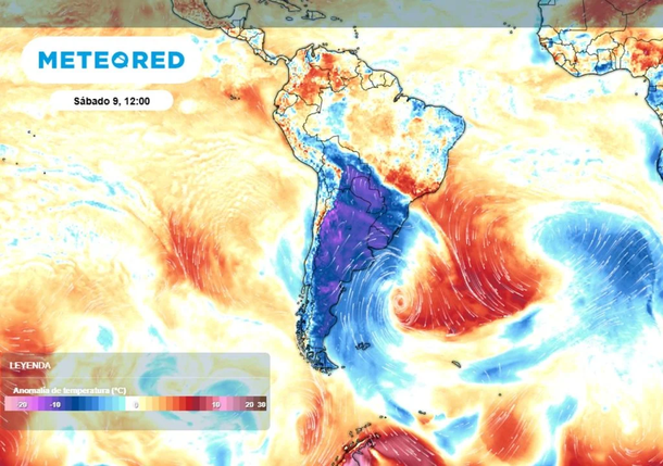 Nuevo ingreso de aire polar y fr&iacute;o extremo. Fuente: Meteored.