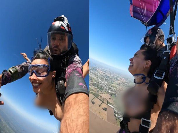 El video viral de la estrella porno argentina que se tiró desnuda en paracaídas