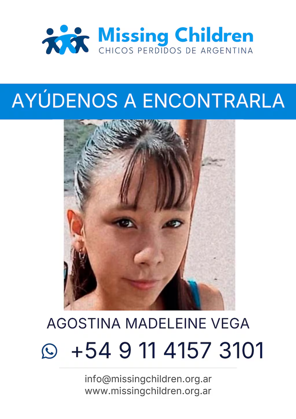 Missing Children publicó la búsqueda de Agostina