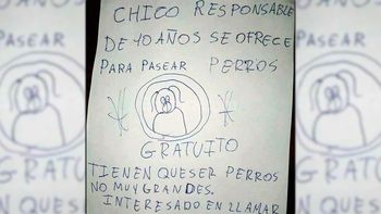 el mejor paseador de perros: el tierno cartel de un nene que se viralizo en las redes el mejor paseador de perros: el tierno cartel de un nene que se viralizo en las redes