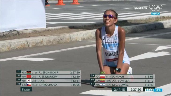 La argentina Gómez completó el Maratón femenino en Tokio 2020