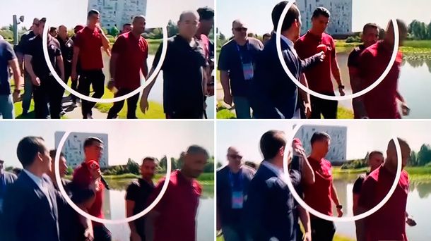 VIDEO: Cristiano Ronaldo se enojó con un periodista y le tiró el micrófono al agua