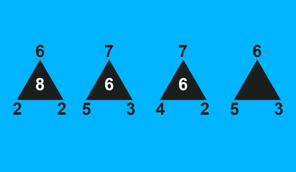 Acertijo matemático: ¿Podés determinar cuál es el número que va dentro del último triángulo?