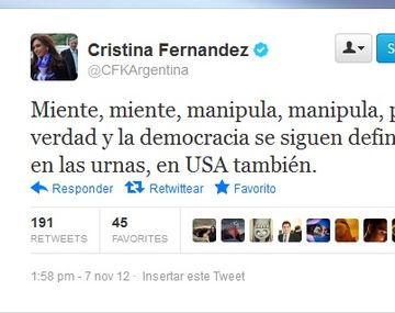 Cristina Fernández también felicitó a Obama por Twitter