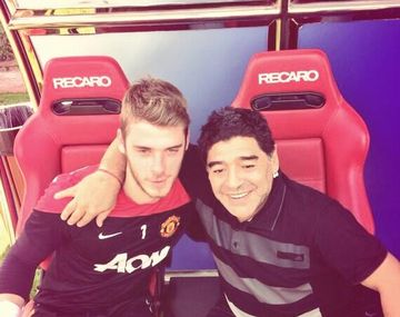 David De Gea y Diego Maradona, juntos, antes de la polémica