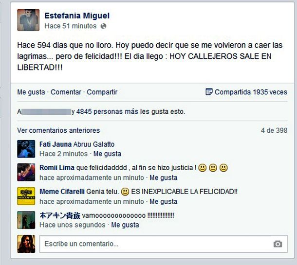 La emoción de la novia de Patricio Fontanet