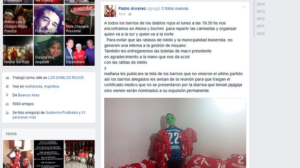 Bebote Álvarez prepara a la barra de Independiente para repartir boletas de Macri