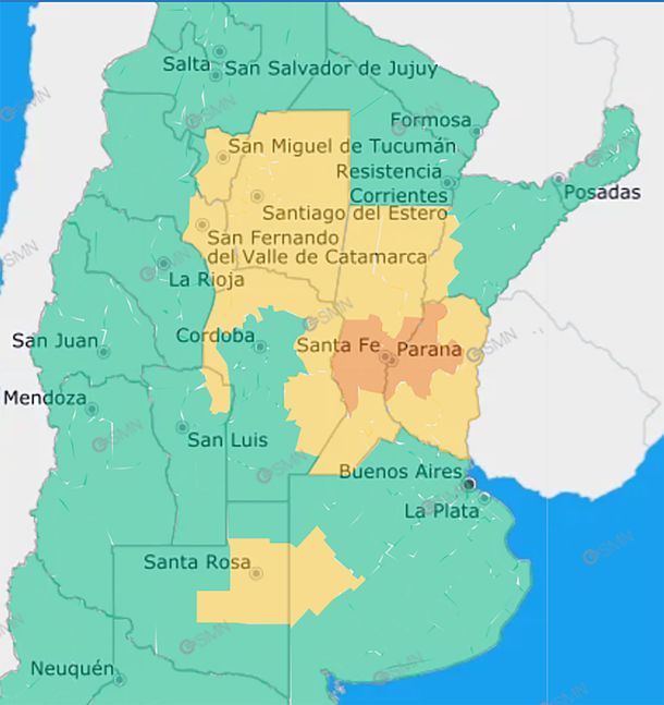Mapa de alertas meteorológicas para este Domingo de Pascuas.