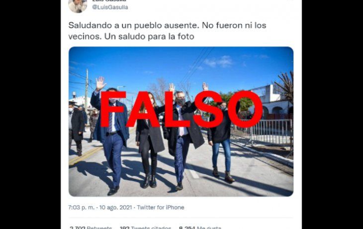 Es falso que no asistieron ni los vecinos a un acto encabezado por Fernández y Tolosa Paz en Quilmes