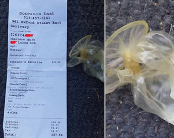 Halló un preservativo en la pizza