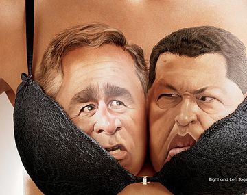 Aviso publicitario de corpiños junta a enemigos mortales