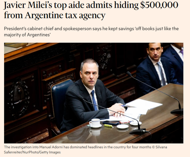 El escándalo de Manuel Adorni llegó al Financial Times
