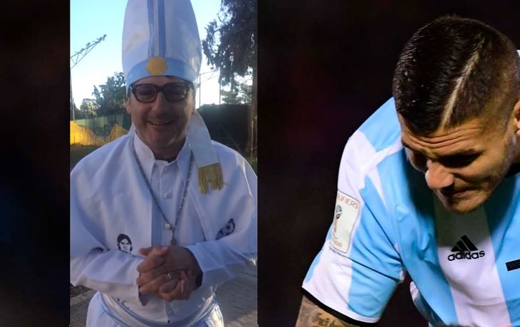 El saludo del cura de Wanda para que Icardi haga goles