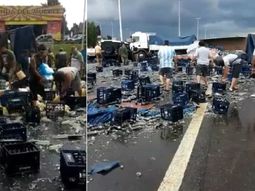 Un camión volcó en Acceso Oeste Un camión volcó en Acceso Oeste