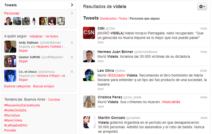 La muerte de Jorge Rafael Videla en las redes sociales