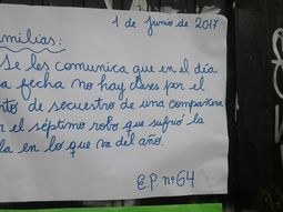El colegio decidió suspender las clases por los reiterados hechos de inseguridad El colegio decidió suspender las clases por los reiterados hechos de inseguridad