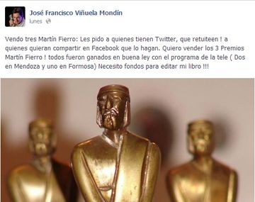 Conductor vende sus tres Martín Fierro para terminar su libro