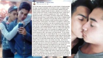 Agustín le escribió una carta a su novio fallecido en la Tragedia de Mendoza Agustín le escribió una carta a su novio fallecido en la Tragedia de Mendoza