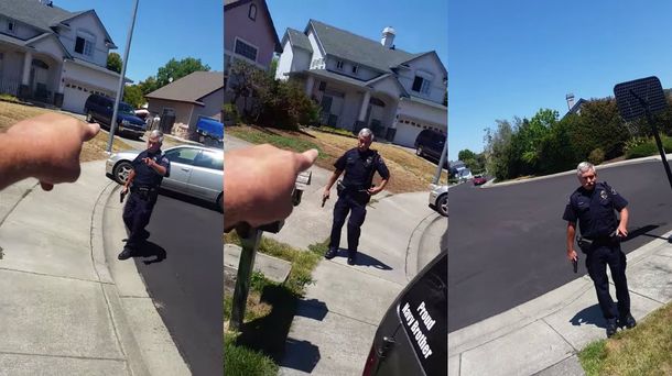 Un hombre grabó el momento en que un policía lo amenazó con un arma