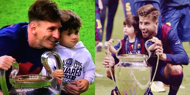 Las fotos del festejo de Lionel Messi y Gerard Piqué junto a sus hijos