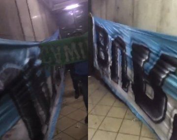 Imágenes sensibles: tremendo castigo de la barra de Racing a uno de los colombianos que les robó una bandera