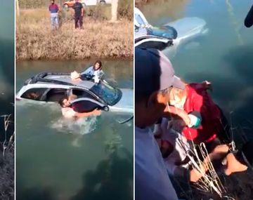 Video: Impresionante rescate de una familia que cayó a un canal de riego en Cipolletti