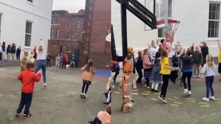 Una maestra es viral por un espectacular triple: la reacción de sus alumnos