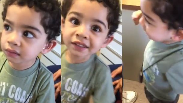 Mirá la expresión de felicidad de este chiquito cuando escucha a su madre