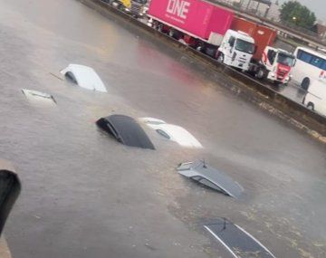 Impactantes imágenes del temporal: autos bajo el agua en la Panamericana